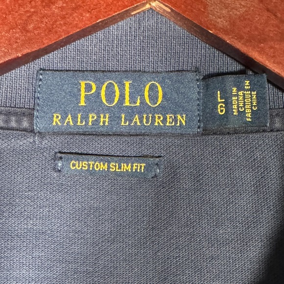 Polo Ralph Lauren Polo Shirt Mens Large Red White Blue Ombre Custom Slim Fit - Picture 3 of 8